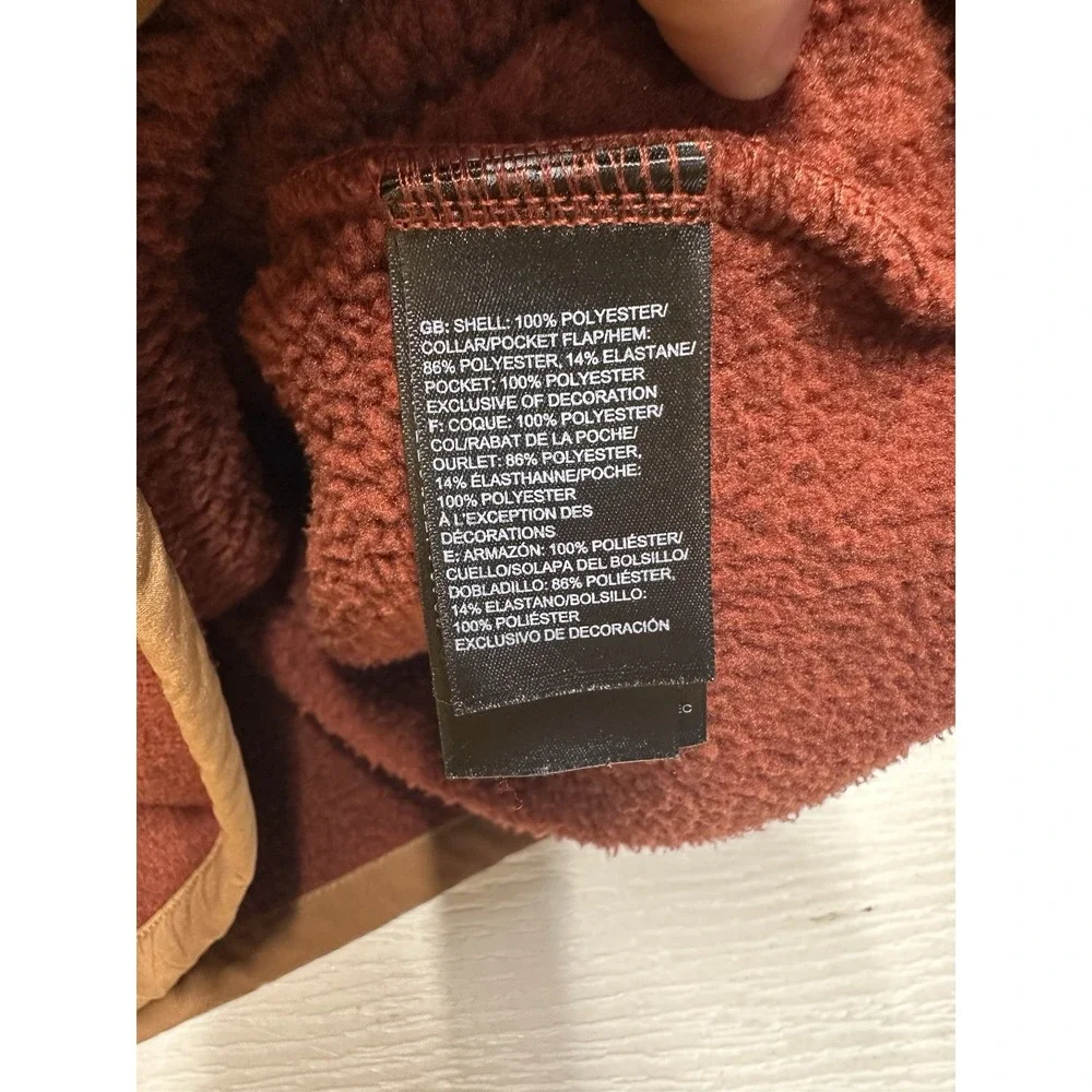 The North Face Gordon Lyons Fleece Mens L Burnt Orange Hiking Jacket Snap Pocket